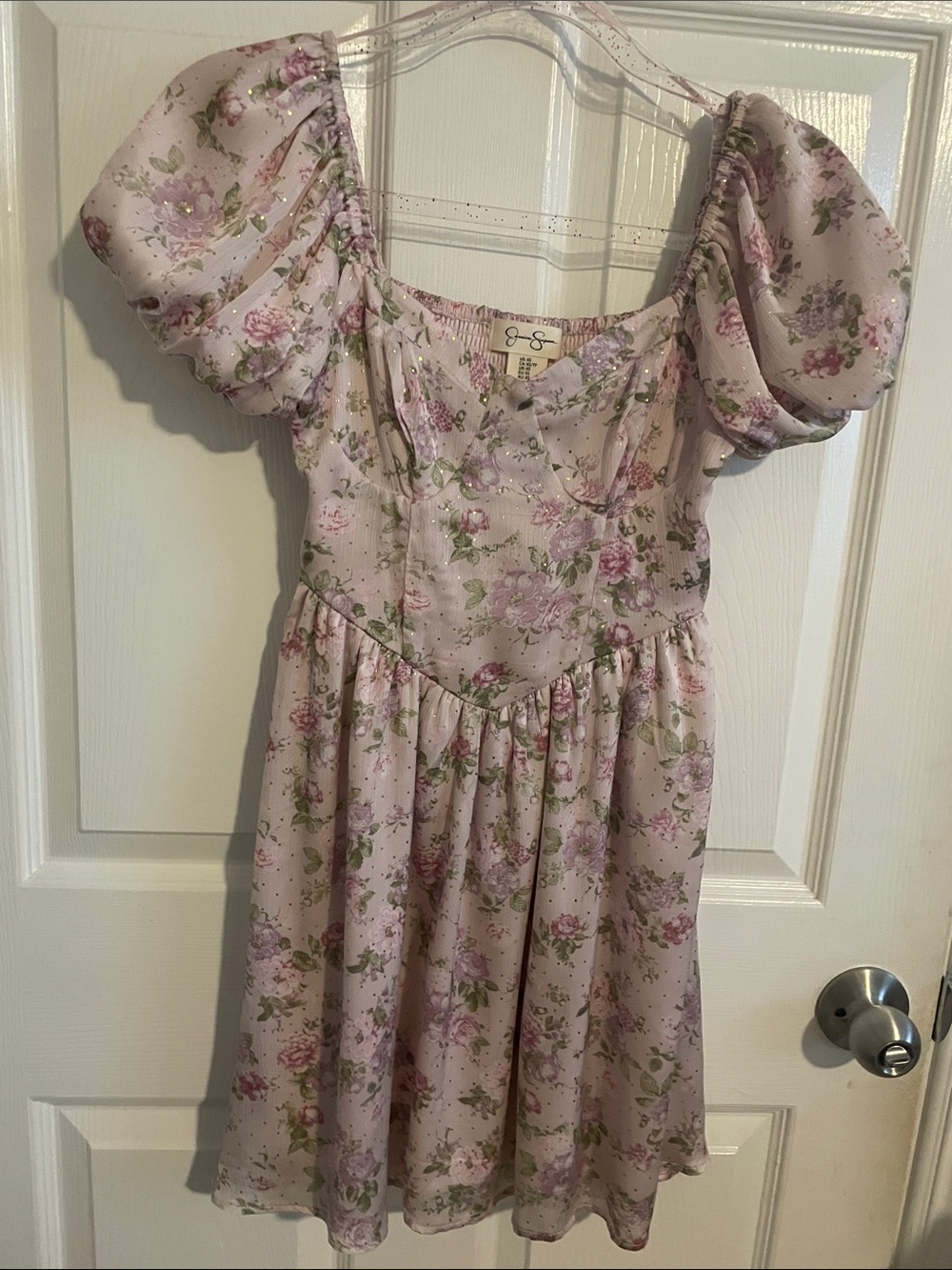 Jessica Simpson mini floral princess dress with puffy sleeves